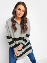 Yours Curve Grey Quarter Zip Jumper - Image 4 of 4