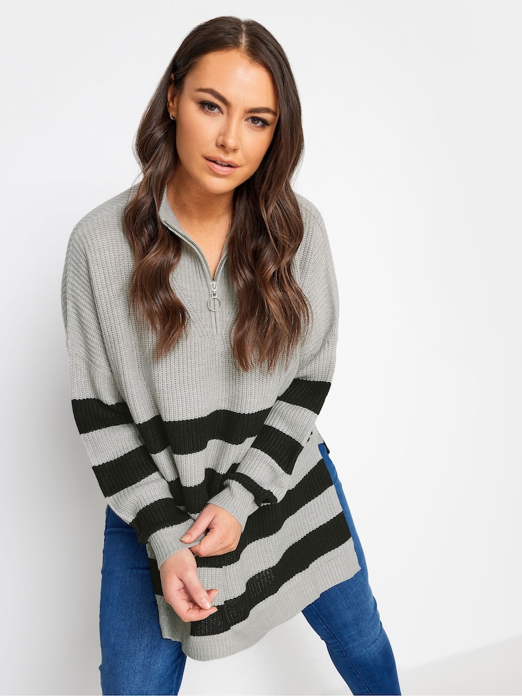 Yours Curve Grey Quarter Zip Jumper - Image 4 of 4