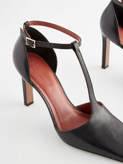 Czarny - Skórzane plecione buty na obcasie premium z kanciastymi noskami - Obraz 5 z 6