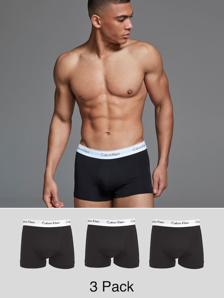 Calvin Klein Black/White Classic Stretch Trunks 3 Pack Boxers - Image 2 of 5