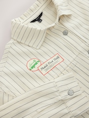 Ecru/Pink/Red Snoopy Official License Summer Strawberry Graphic Relaxed Fit Denim Shirt - Image 3 of 3