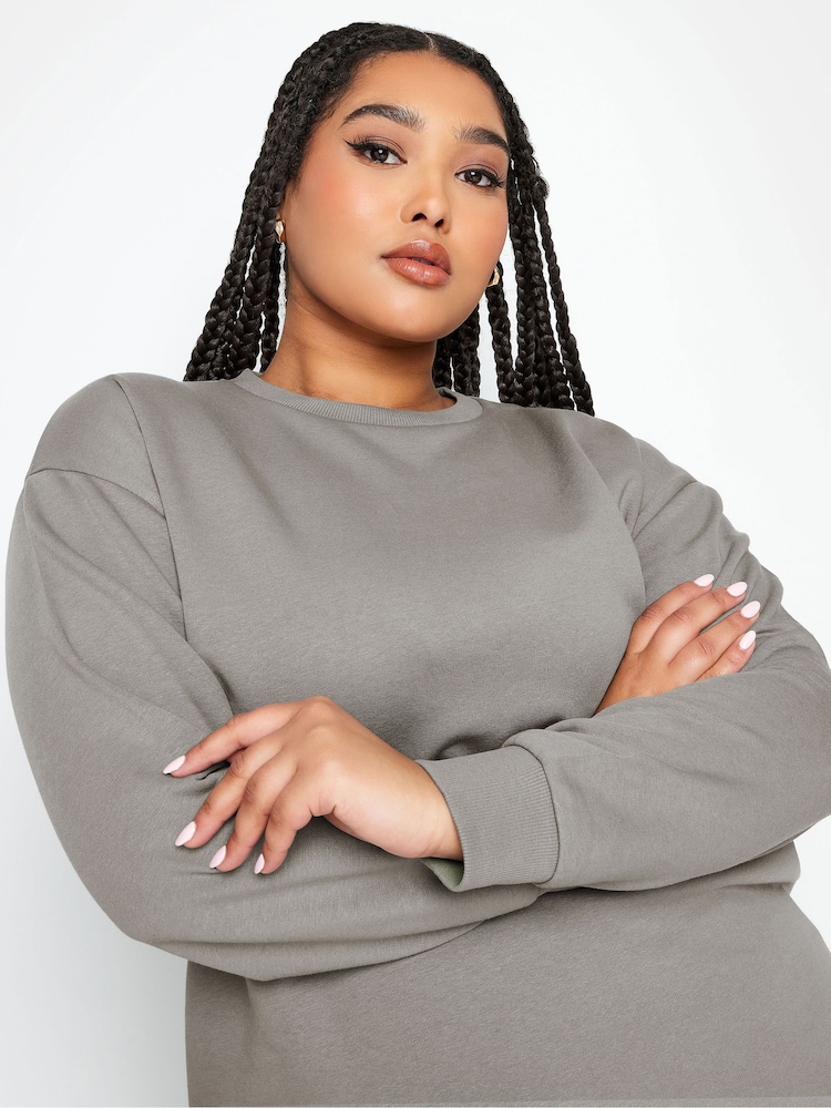 Yours Curve Grey Black Sweatshirt - Image 4 of 4