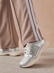 Silver Signature Leather Weave Detail Chunky Trainers - Image 1 of 1