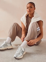 Silver Signature Leather Weave Detail Chunky Trainers - Image 2 of 9