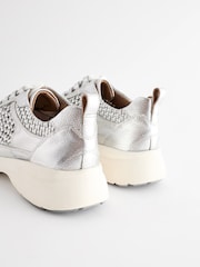 Silver Signature Leather Weave Detail Chunky Trainers - Image 5 of 9