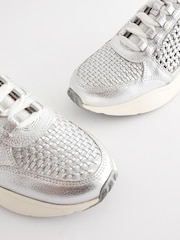 Silver Signature Leather Weave Detail Chunky Trainers - Image 6 of 9