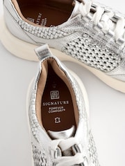Silver Signature Leather Weave Detail Chunky Trainers - Image 9 of 9