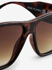 Tortoiseshell Brown Metal Inlay Flat Brow Sunglasses - Image 6 of 6