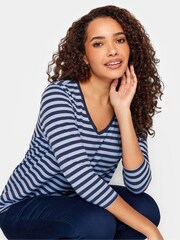 M&Co Blue 100% Cotton V-Neck Tops 2 Pack - Image 5 of 5