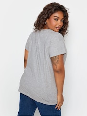 Yours Curve Grey Placement Print T-Shirt - Image 2 of 4