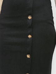 Long Tall Sally Black Button Detail Midi Skirt - Image 4 of 4