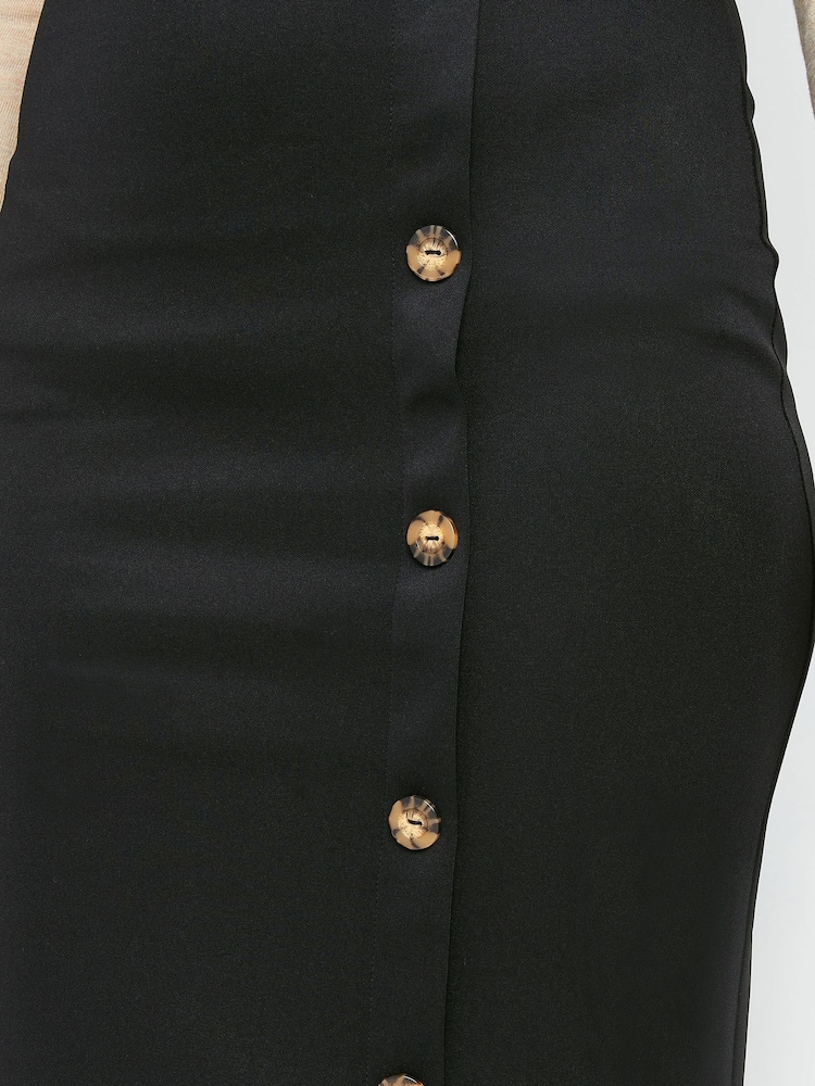 Long Tall Sally Black Button Detail Midi Skirt - Image 4 of 4