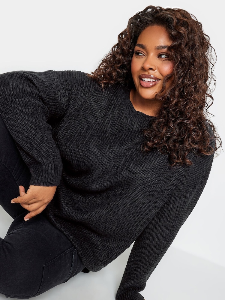 Yours Curve Black Drop Shoulder Jumper - Image 4 of 4