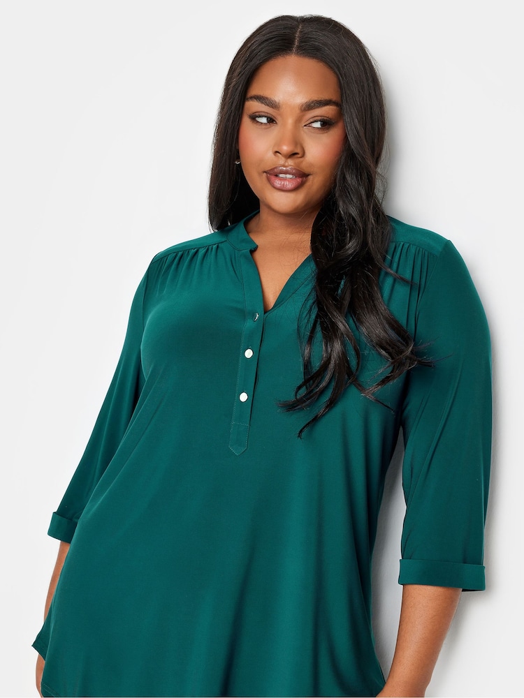Verde - Blusa de punto con media tapeta de Yours Curve - Imagen 4 de 4 Verde - Blusa de punto con media tapeta de Yours Curve - Imagen 4 de 4