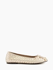 Dune London Gold Hartlyns Woven Ballet Shoes - Image 1 of 5