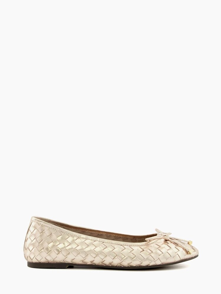 Dune London Gold Hartlyns Woven Ballet Shoes - Image 1 of 5