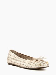 Dune London Gold Hartlyns Woven Ballet Shoes - Image 2 of 5