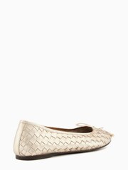 Dune London Gold Hartlyns Woven Ballet Shoes - Image 3 of 5