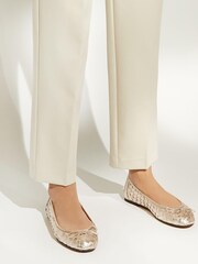 Dune London Gold Hartlyns Woven Ballet Shoes - Image 5 of 5