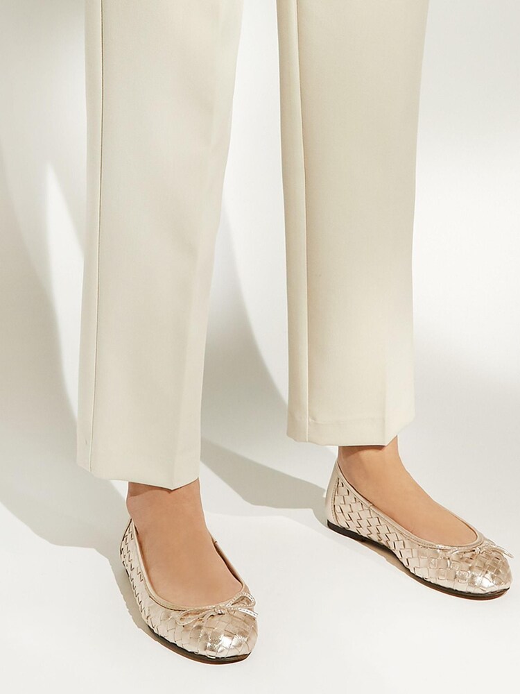 Dune London Gold Hartlyns Woven Ballet Shoes - Image 5 of 5