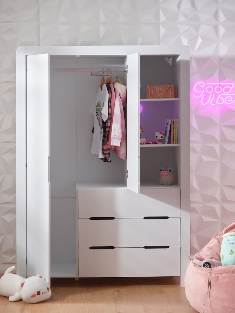 White Gaming Kids Triple Wardrobe - Image 2 of 10