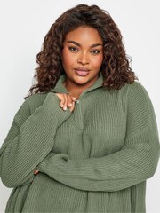 Yours Curve Green Quarter Zip Jumper - Image 4 of 4
