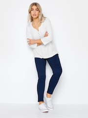M&Co White 3/4 Length Sleeve Henley Top - Image 3 of 5