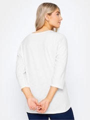 M&Co White 3/4 Length Sleeve Henley Top - Image 4 of 5