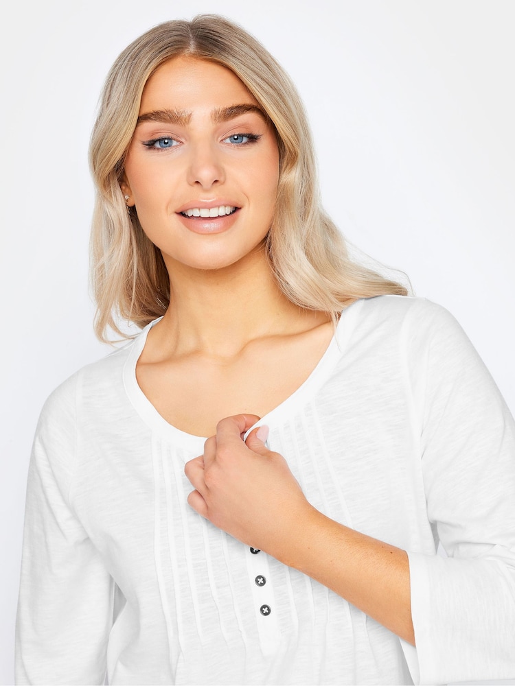 M&Co White 3/4 Length Sleeve Henley Top - Image 5 of 5
