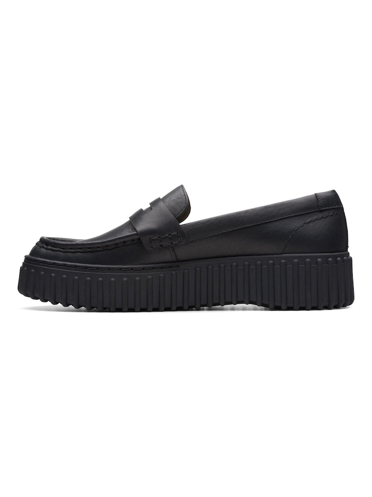 Clarks Black Leather Torhill Penny Shoes - Image 2 of 7