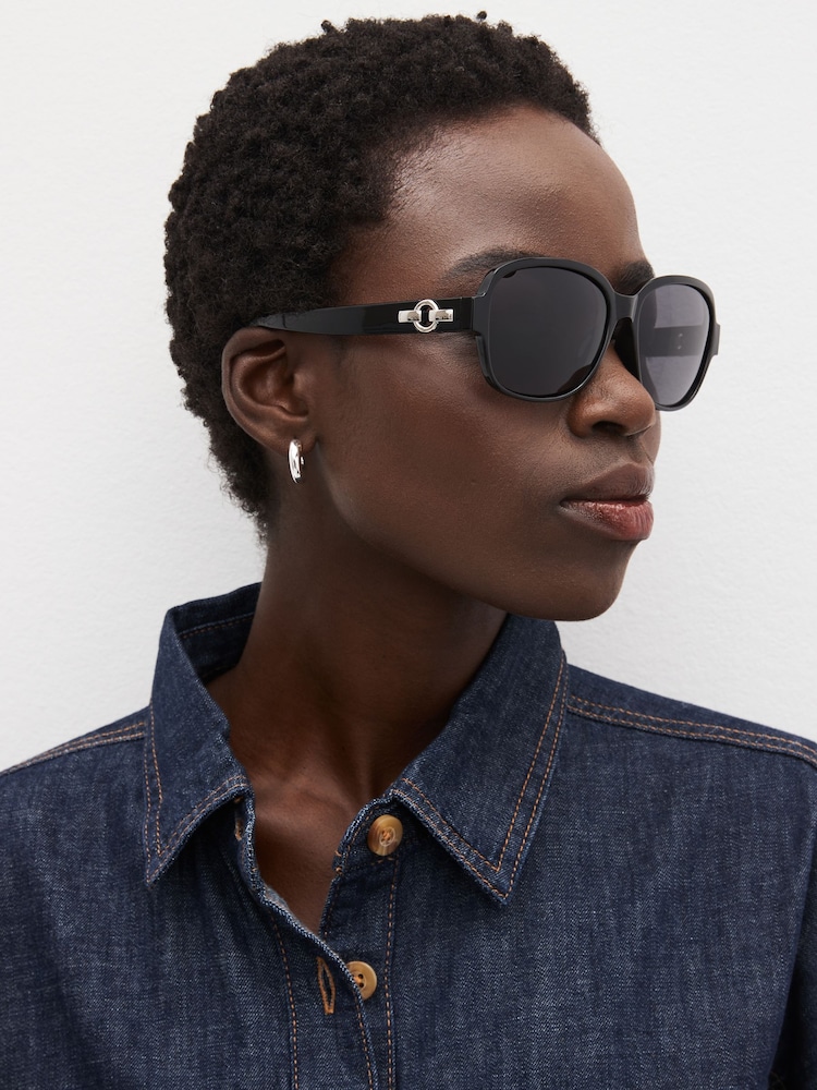 Black Small Polarised Square Sunglasses - Image 1 of 5