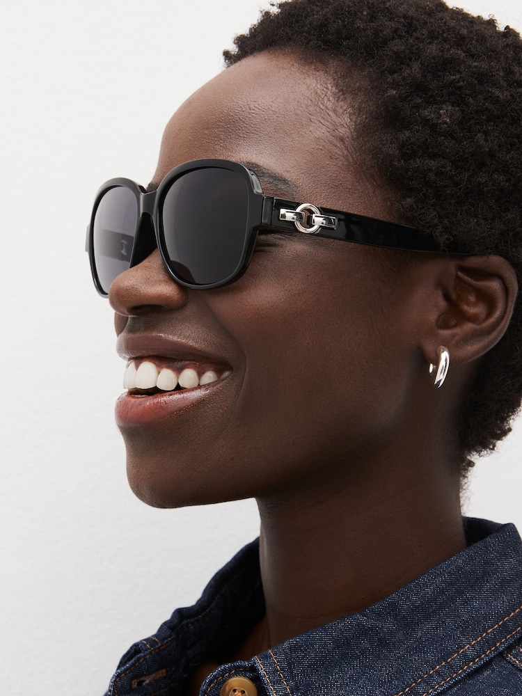 Black Small Polarised Square Sunglasses - Image 2 of 5