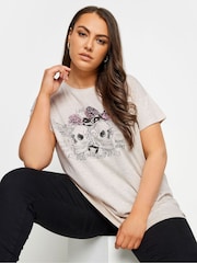 Yours Curve Natural Placement Print 100% Cotton T-Shirt - Image 4 of 4