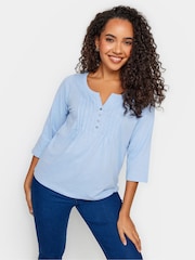 M&Co Blue Sky 3/4 Length Sleeve Henley Top - Image 1 of 4