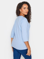 M&Co Blue Sky 3/4 Length Sleeve Henley Top - Image 3 of 4