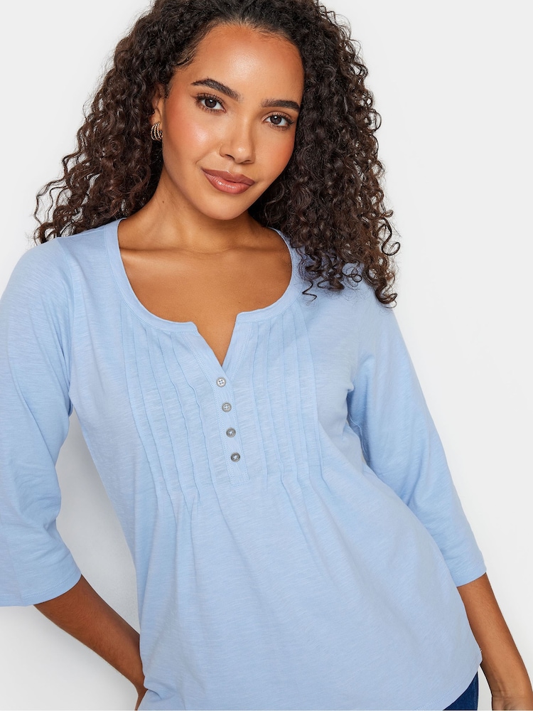 M&Co Blue Sky 3/4 Length Sleeve Henley Top - Image 4 of 4