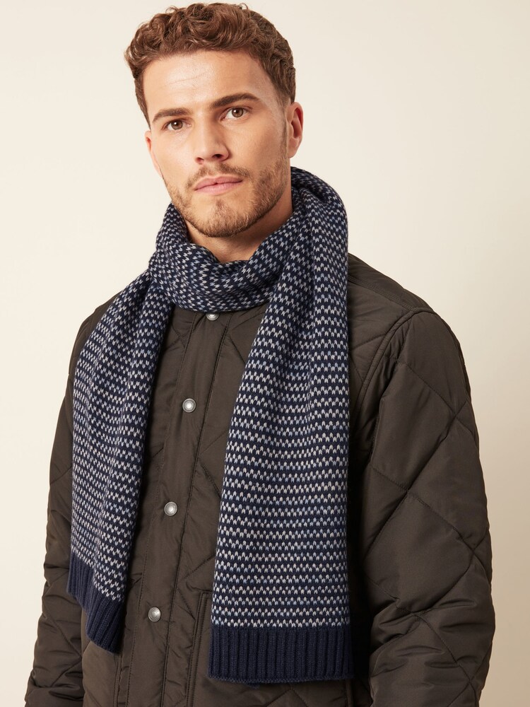 Navy Blue Textured Knitted Scarf - Image 1 of 3