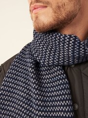 Navy Blue Textured Knitted Scarf - Image 2 of 3