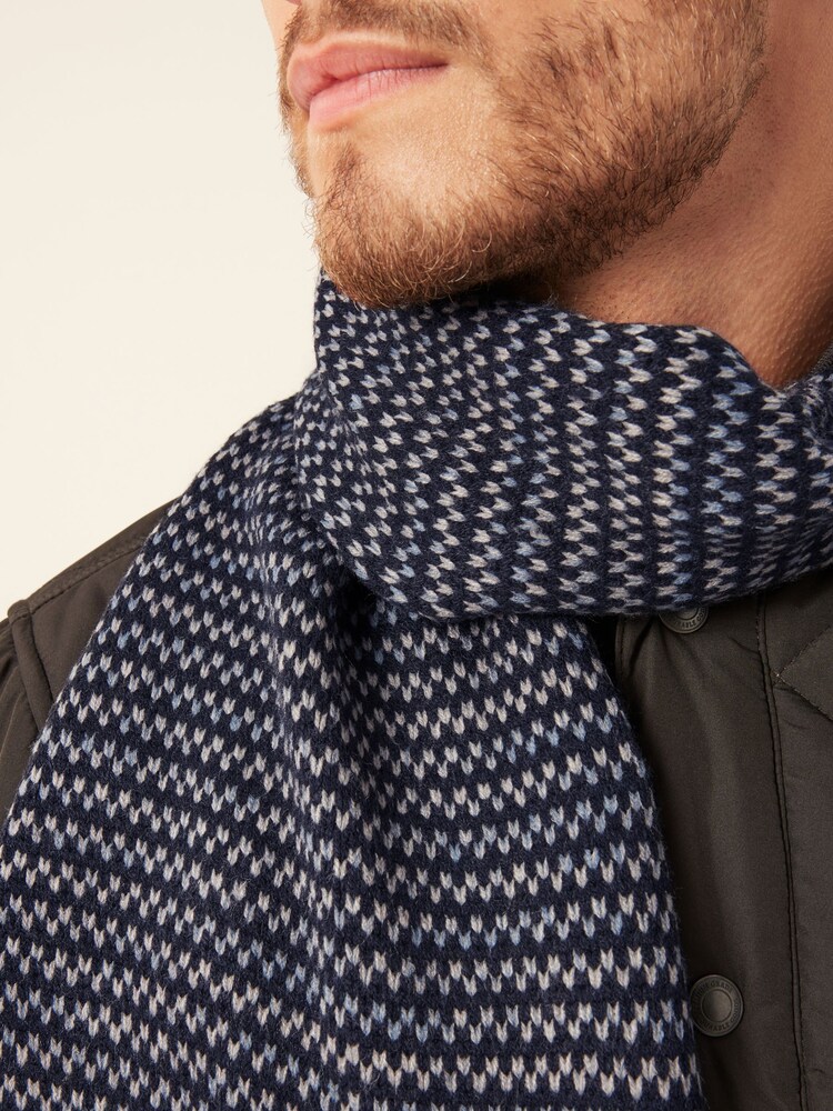 Navy Blue Textured Knitted Scarf - Image 2 of 3