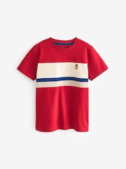 Red Colourblock Short Sleeve 100% Cotton T-Shirt (3-16yrs) - Image 1 of 1