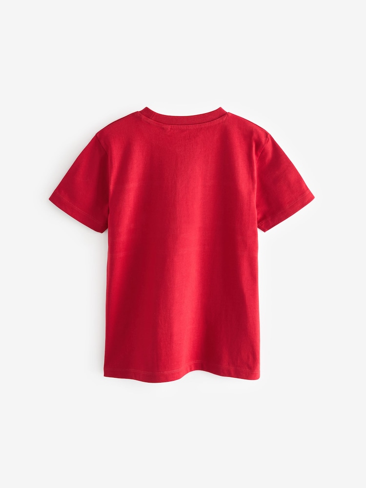 Red Colourblock Short Sleeve 100% Cotton T-Shirt (3-16yrs) - Image 2 of 3
