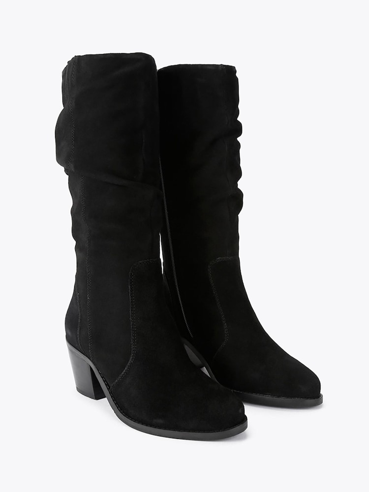 Carvela Black Secilly Suede Mid Calf Boots - Image 2 of 5 Carvela Black Secilly Suede Mid Calf Boots - Image 2 of 5