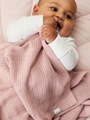 Rosa pink - Mori Soft Cotton & Bamboo Cellular Baby Tæppe - Billede 1 af 6