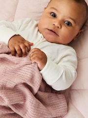Rosa pink - Mori Soft Cotton & Bamboo Cellular Baby Tæppe - Billede 2 af 6