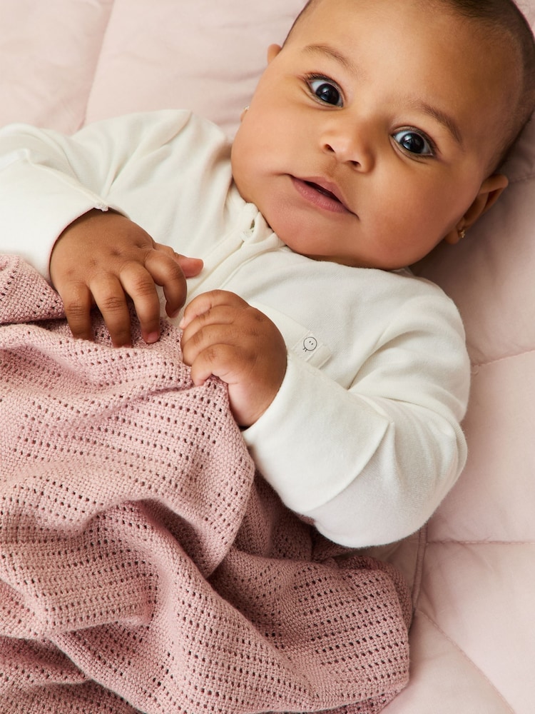 Rosa pink - Mori Soft Cotton & Bamboo Cellular Baby Tæppe - Billede 2 af 6