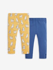 JoJo Maman Bébé Yellow 2-Pack Girls' Cat Print Leggings - Image 1 of 5