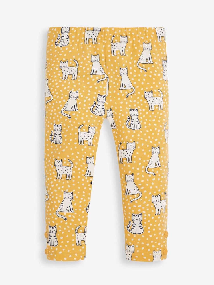 JoJo Maman Bébé Yellow 2-Pack Girls' Cat Print Leggings - Image 2 of 5