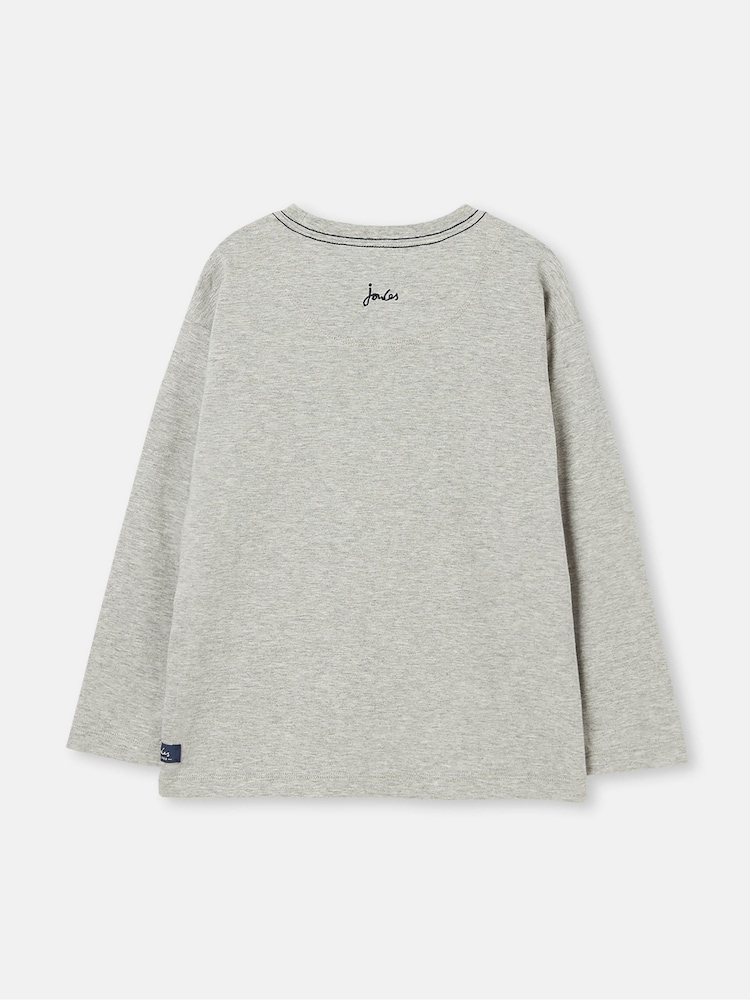 Joules Jack Grey Long Sleeve Artwork T-Shirt - Image 2 of 6