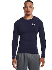 Under Armour Navy/White HeatGear Fitted Long Sleeve Base Layer T-Shirt - Image 1 of 6