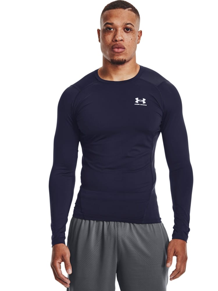 Under Armour Navy/White HeatGear Fitted Long Sleeve Base Layer T-Shirt - Image 1 of 6